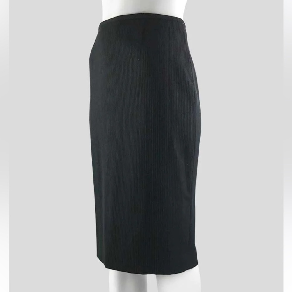 Vintage Black Skirt 100% Zephyr Wool Black Midi Skirt Size 18.